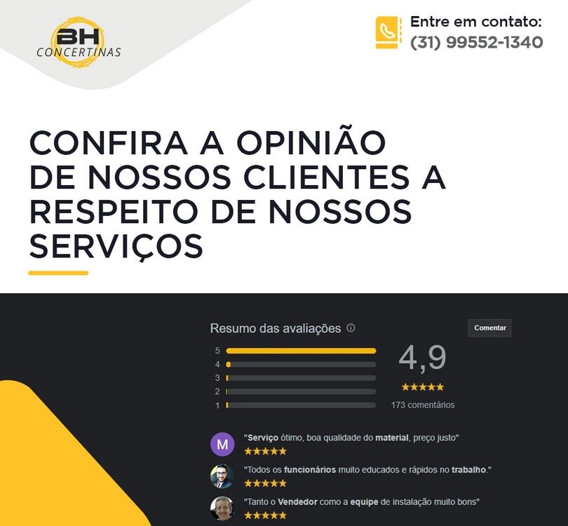 Confira a opinião de nossos clientes sobre nossos serviços - BH Concertina